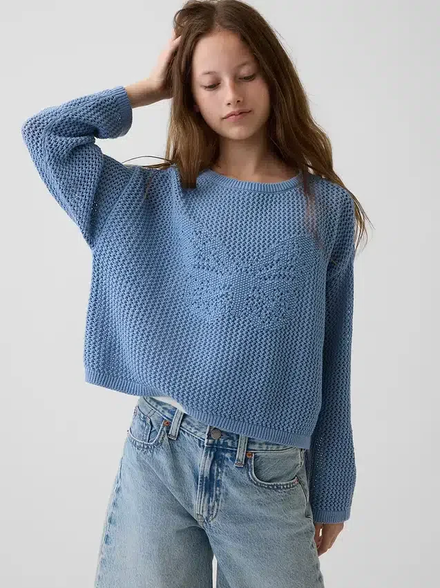 Pull graphique oversize en crochet pour enfant