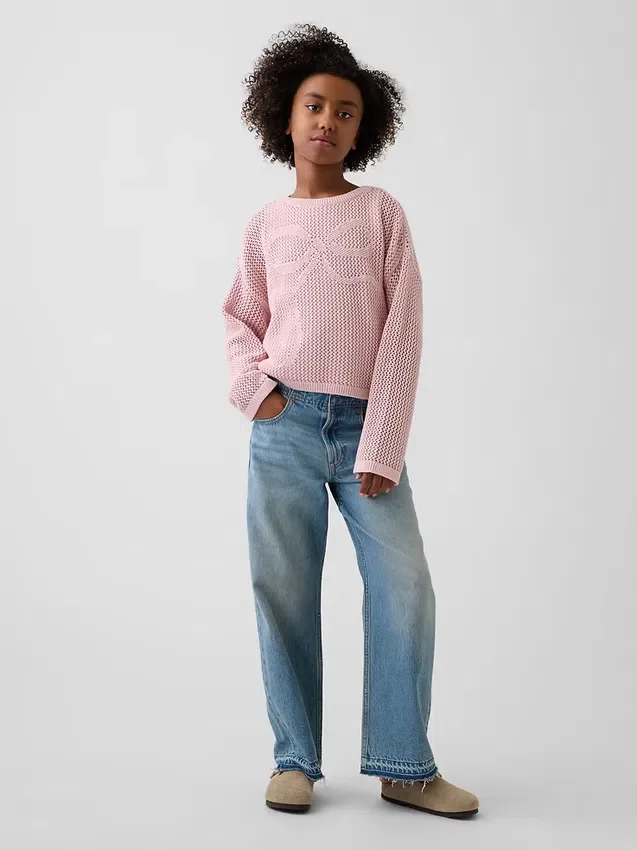 Pull graphique oversize en crochet pour enfant