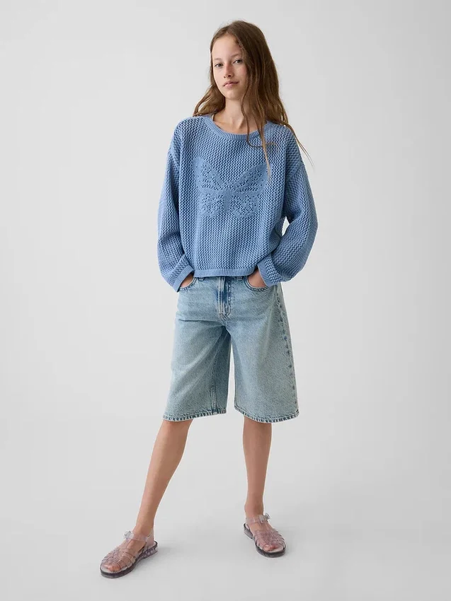 Pull graphique oversize en crochet pour enfant