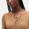Pull Henley en maille côtelée transparente