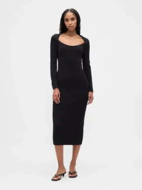 Pull mi-longue en maille côtelée CashSoft