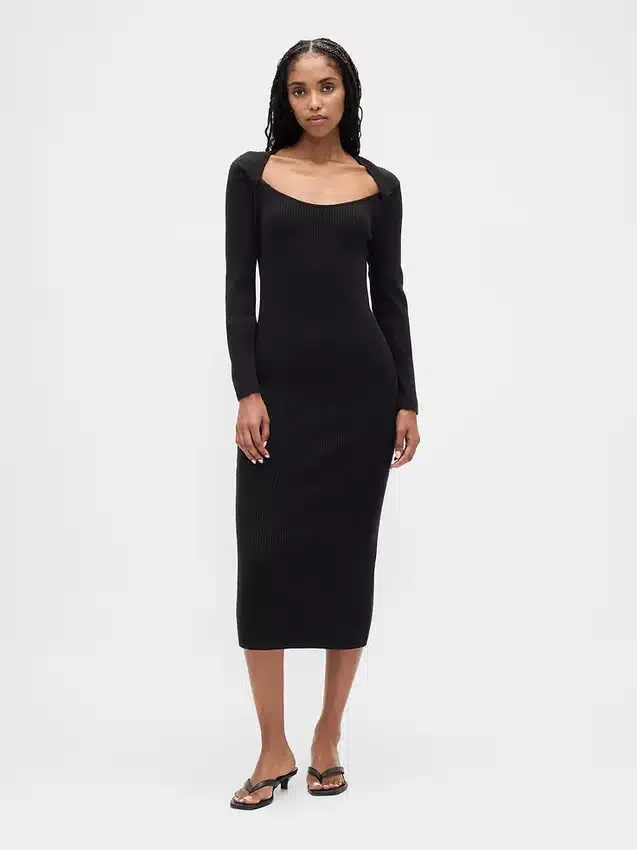 Pull mi-longue en maille côtelée CashSoft