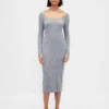 Pull mi-longue en maille côtelée CashSoft