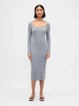 Pull mi-longue en maille côtelée CashSoft