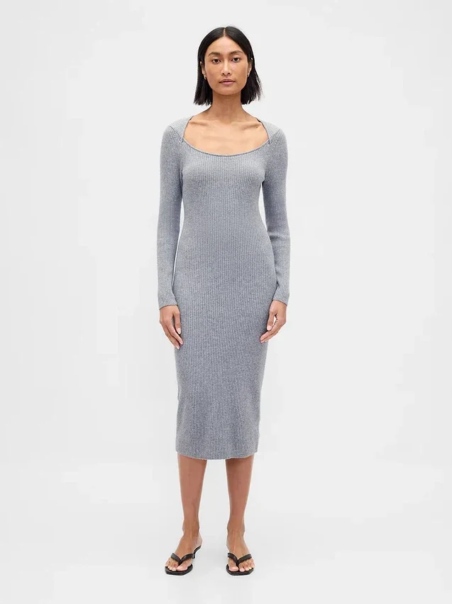 Pull mi-longue en maille côtelée CashSoft