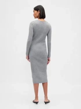 Pull mi-longue en maille côtelée CashSoft