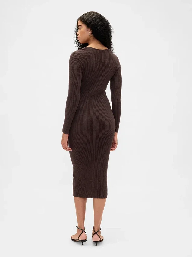 Pull mi-longue en maille côtelée CashSoft