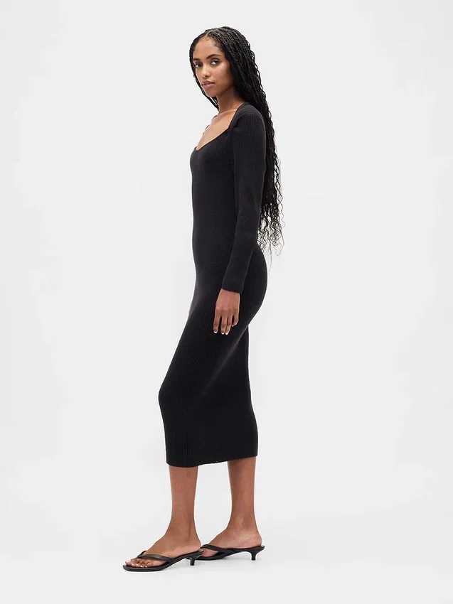 Pull mi-longue en maille côtelée CashSoft