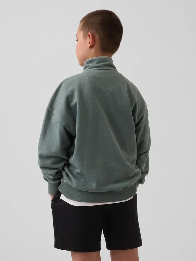 Pull-over décontracté à demi-zip en tissu éponge Vintagesoft pour enfant