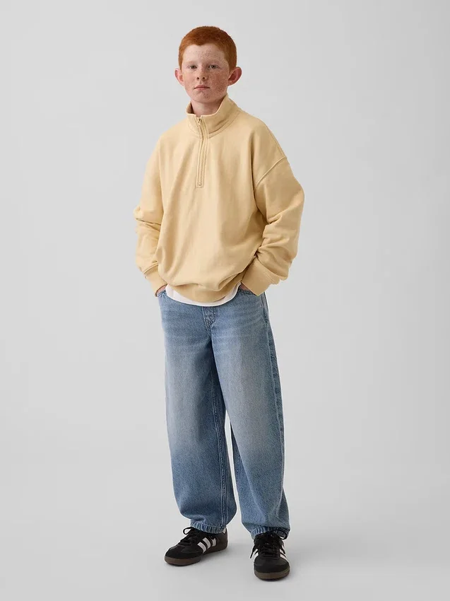 Pull-over décontracté à demi-zip en tissu éponge Vintagesoft pour enfant