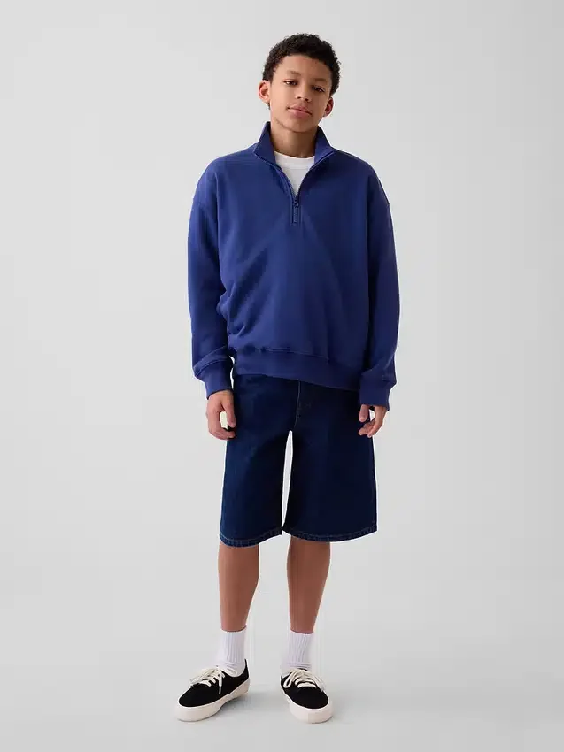 Pull-over décontracté à demi-zip en tissu éponge Vintagesoft pour enfant