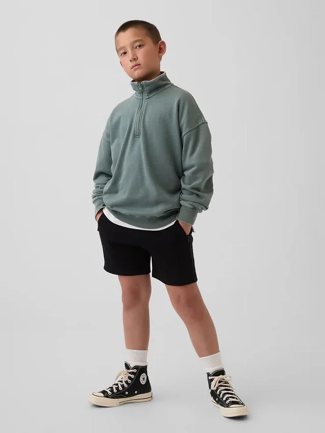 Pull-over décontracté à demi-zip en tissu éponge Vintagesoft pour enfant