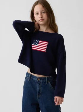 Pull oversize au crochet pour enfant, style « Americana »