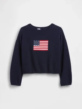 Pull oversize au crochet pour enfant, style « Americana »