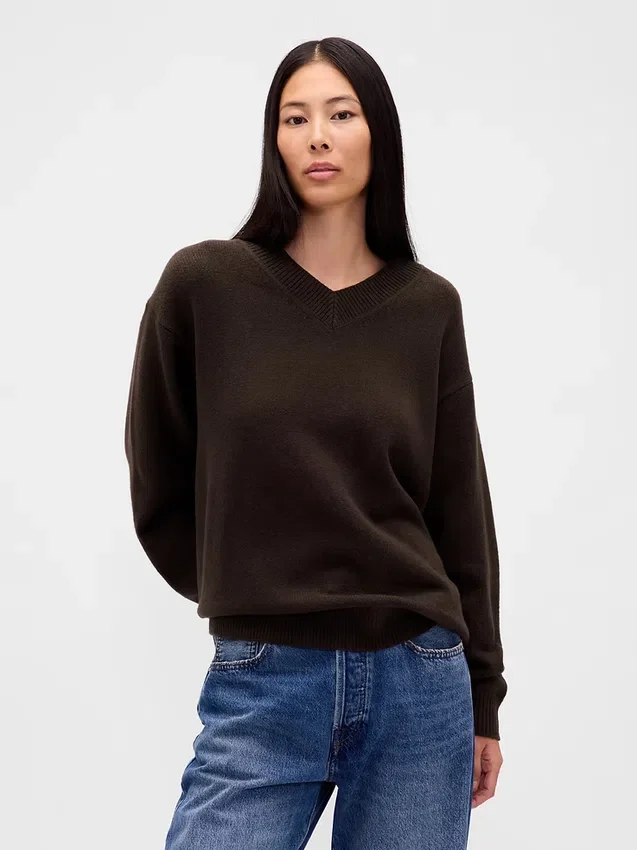 Pull oversize à col en V CashSoft