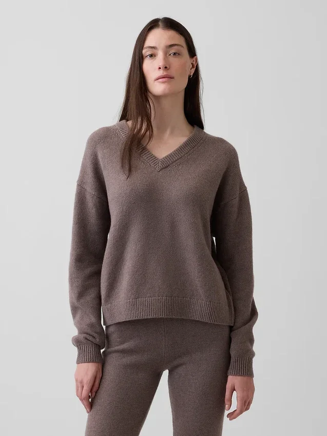 Pull oversize à col en V CashSoft