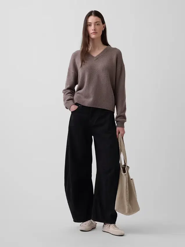 Pull oversize à col en V CashSoft