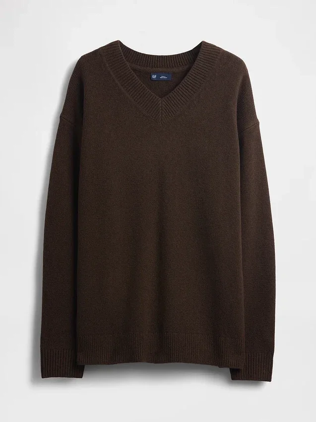 Pull oversize à col en V CashSoft