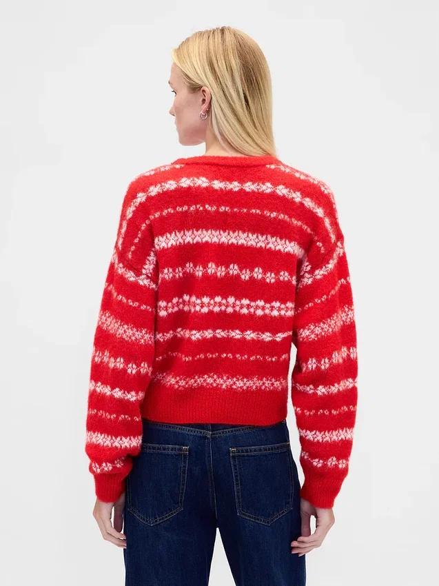 Pull oversize à col rond duveteux