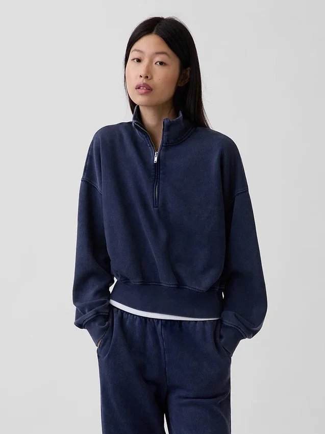 Pull oversize à demi-zip Vintagesoft