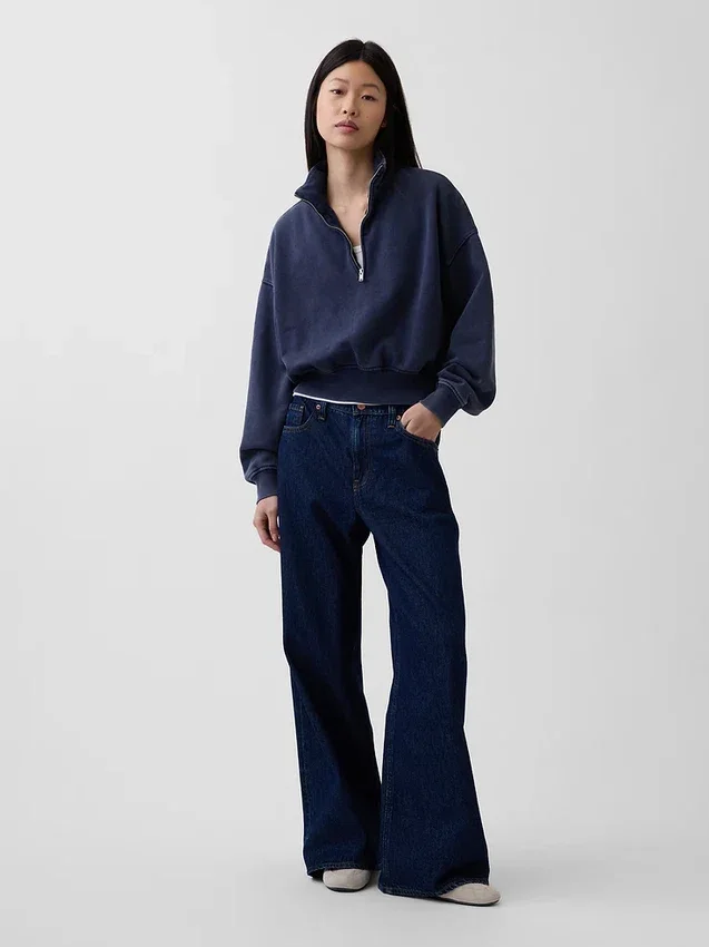 Pull oversize à demi-zip Vintagesoft