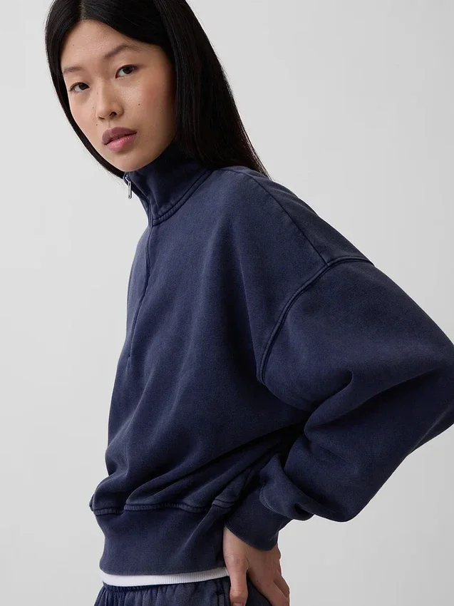 Pull oversize à demi-zip Vintagesoft