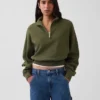 Pull oversize en coton texturé à demi-zip