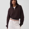 Pull oversize en coton texturé à demi-zip
