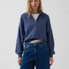 Pull oversize en coton texturé à demi-zip