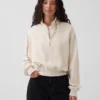 Pull oversize en coton texturé à demi-zip