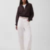 Pull oversize en coton texturé à demi-zip