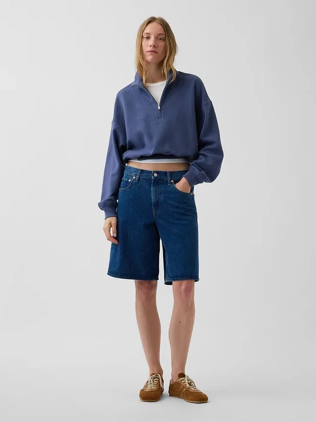 Pull oversize en coton texturé à demi-zip