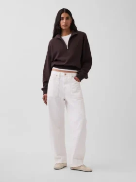 Pull oversize en coton texturé à demi-zip