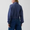 Pull oversize en coton texturé à demi-zip