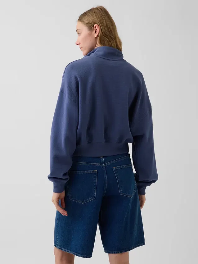 Pull oversize en coton texturé à demi-zip