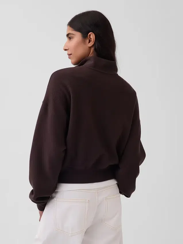 Pull oversize en coton texturé à demi-zip
