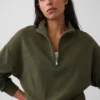 Pull oversize en coton texturé à demi-zip
