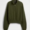 Pull oversize en coton texturé à demi-zip
