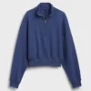 Pull oversize en coton texturé à demi-zip