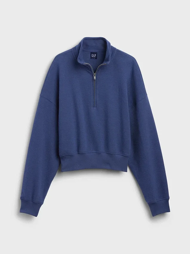 Pull oversize en coton texturé à demi-zip