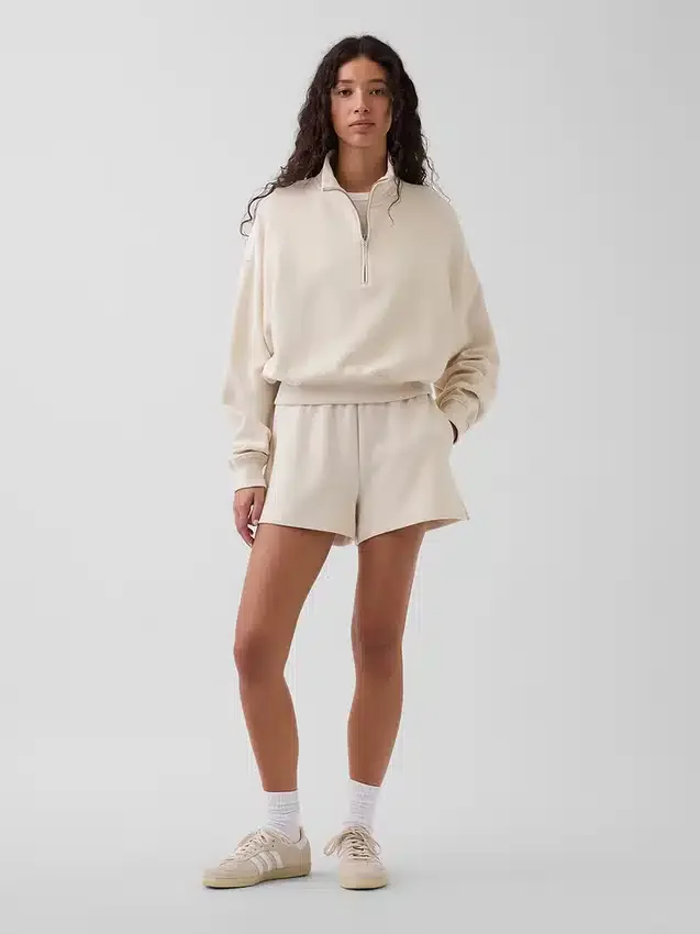 Pull oversize en coton texturé à demi-zip