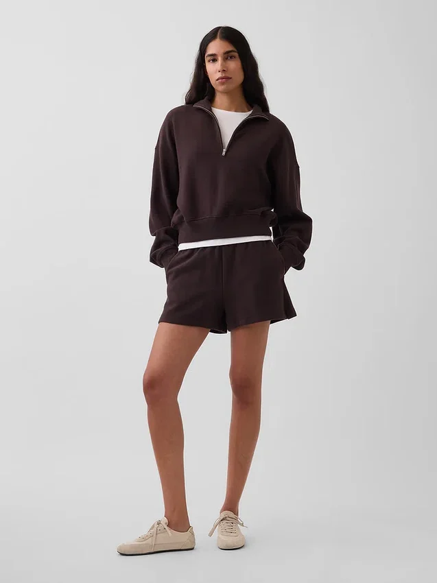 Pull oversize en coton texturé à demi-zip