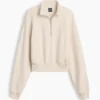 Pull oversize en coton texturé à demi-zip