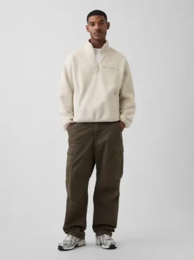 Pull oversize en sherpa à demi-zip