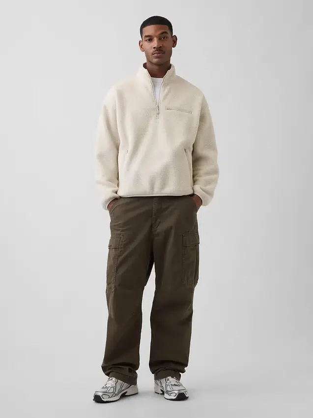 Pull oversize en sherpa à demi-zip