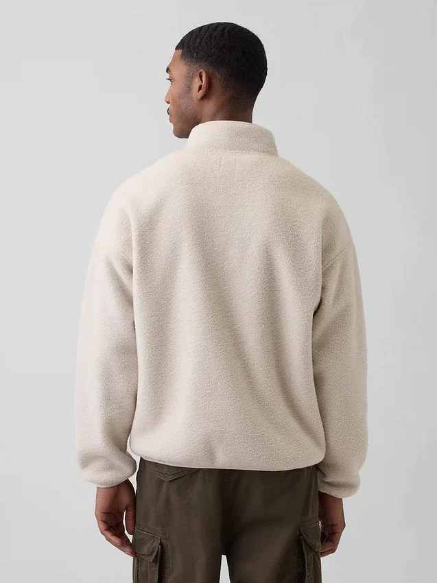 Pull oversize en sherpa à demi-zip