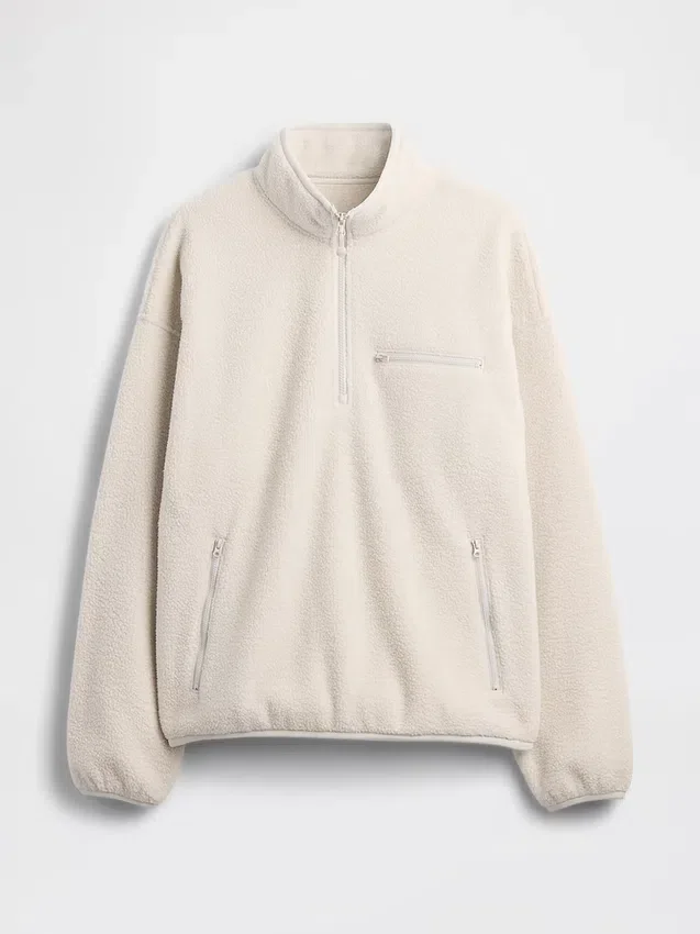Pull oversize en sherpa à demi-zip