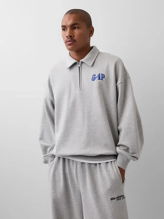 Pull oversize épais à fermeture à glissière quart de longueur GAP × Awake Ny