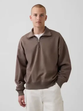 Pull oversize épais à fermeture à glissière quart de longueur pour adulte