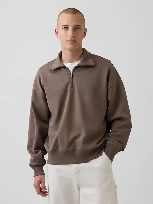Pull oversize épais à fermeture à glissière quart de longueur pour adulte